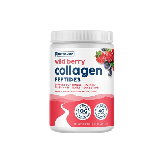 NativePath Wild Berry Collagen Peptides Powder, Grass-Fed Type 1 & 3, Keto, 20 Servings