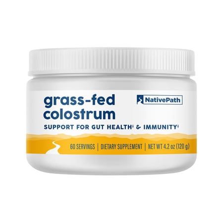 NativePath Bovine Colostrum Powder Grass-Fed, Rich in Immunoglobulins & Lactoferrin, Gut & Immune Support, Unflavored, 60 Servings