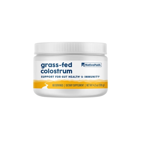 NativePath Bovine Colostrum Powder Grass-Fed, Rich in Immunoglobulins & Lactoferrin, Gut & Immune Support, Unflavored, 60 Servings