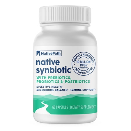 NativePath Synbiotic Gut Health Capsules, 3-in-1 Prebiotic, Probiotic & Postbiotic with Tributyrin & Inulin, 60 Count