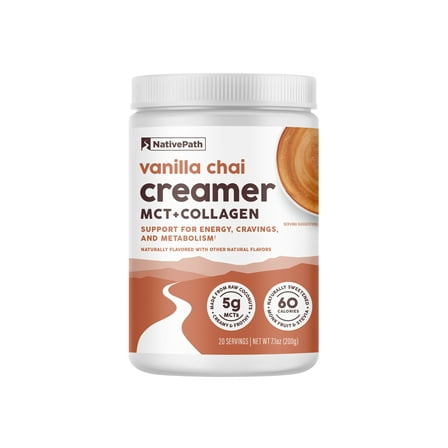 NativePath Collagen Creamer Vanilla Chai, MCT Oil, Keto, 20 Servings
