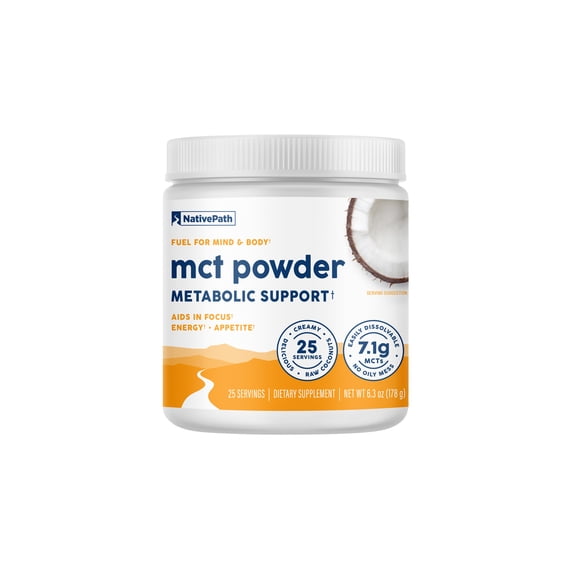 NativePath MCT Oil Powder, Coconut C8 C10, Unflavored, Keto, Gluten-Free, 25 Servings