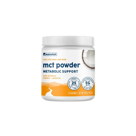 NativePath MCT Oil Powder Supplement - Unflavored MCT powder with keto-friendly C8 MCTs. Free of dairy, gluten and GMOs, 25 servings