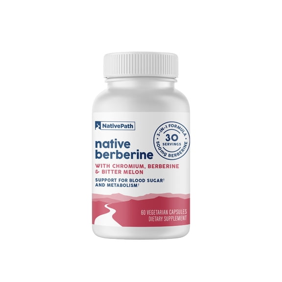 NativePath Berberine Extract Capsules, 500mg with Chromium, Digestion Support, 60 Count