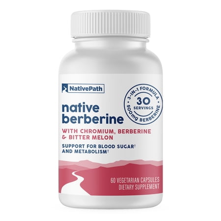 NativePath Berberine HCl 500mg Capsules, Chromium Picolinate & Bitter Melon, Metabolism & Digestion Support, 60 Count