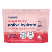 NativePath Hydrate Electrolyte Stick Packs, Mixed Berry, Zero Sugar with BCAAs, 30 Count