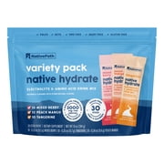 NativePath Hydrate Electrolyte Stick Packs Variety Pack, Zero Sugar with BCAAs, 30 Count
