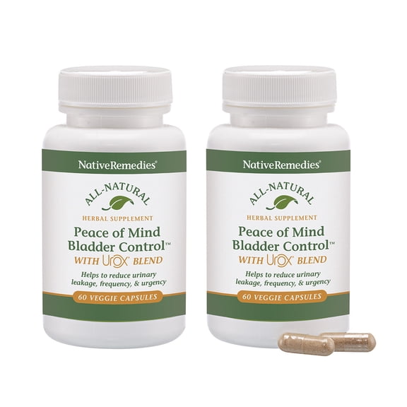Native Remedies Peace of Mind Bladder Control - Natural Bladder Support with Urox Herbal Blend for Overactive Bladders in Women & Men, Reduce Nighttim