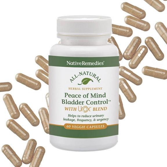 Native Remedies Bladder Control Supplements - Peace of Mind with Urox - Bladder Support for Women & Men, for Overactive Bladders Health - Reduce Nighttime Urination - Non-GMO Vegan Capsules (60 Count