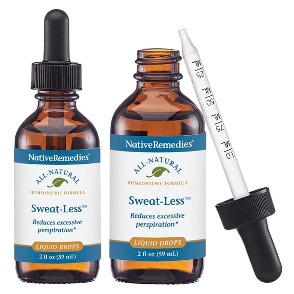Native Remedies Sweat-Less 2 Pack - Homeopathic Excessive Sweat Control Drops for Adults - Body Fluid Overproduction Perspiration Clammy Skin Shaking Nervous Sweat Sensitivity - 4 Fl Oz, 2 Pack