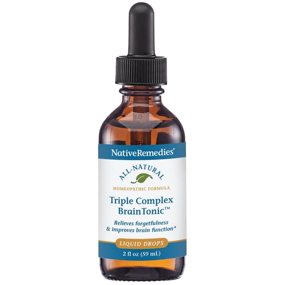 NativeRemedies Triple Complex Brain Tonic - Natural Homeopathic Formula Relieves Forgetfulness, Mental Fatigue and Problems Concentrating - Supports Brain Function, Memory and Alertness - 59 mL