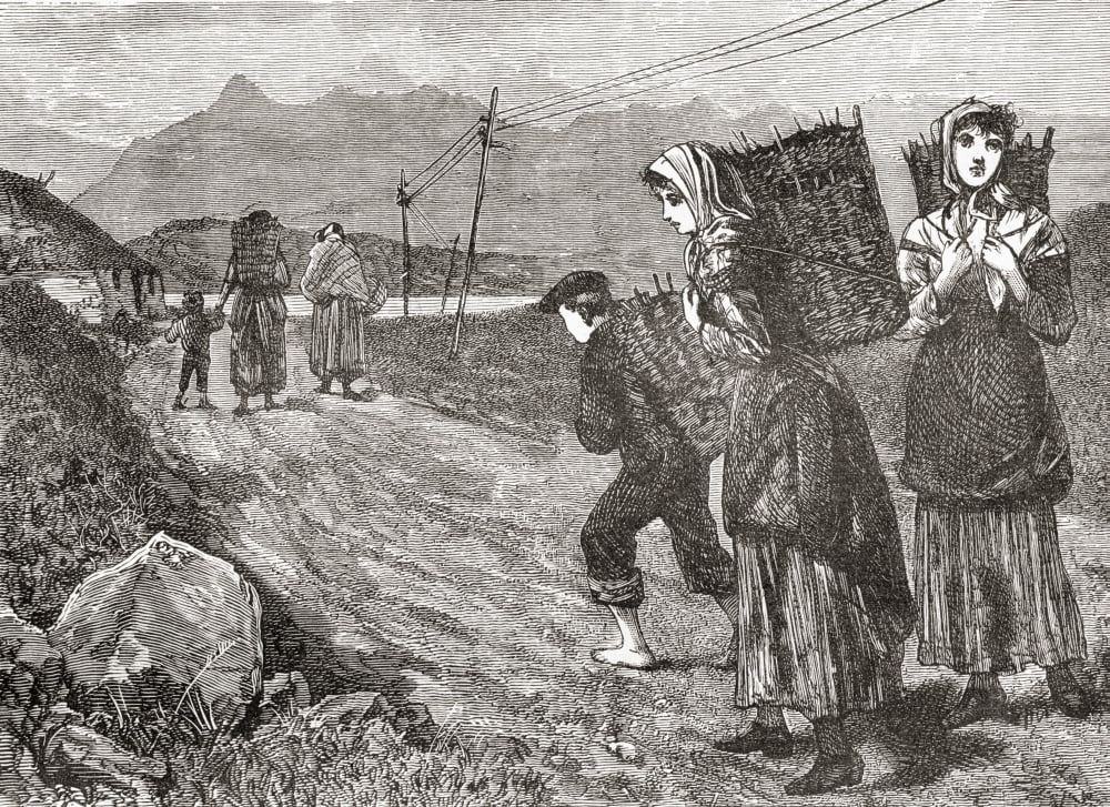 Natives Of Loch Maree Wester Ross Scotland Gathering Peat In The Late 19Th Century From Our Own Country Published 1898 Canvas Art - Ken Welsh Design Pics (17 x 12)