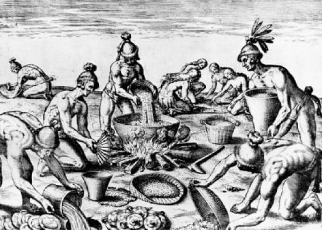 Natives Prepare a Feast by unknown artist Canvas Art - (18 x 24)