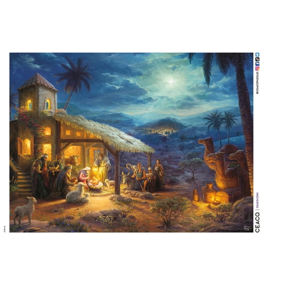 Ceaco Thomas Kinkade The Nativity 1000-PC Interlocking Jigsaw Puzzle for Adults Ages 14+