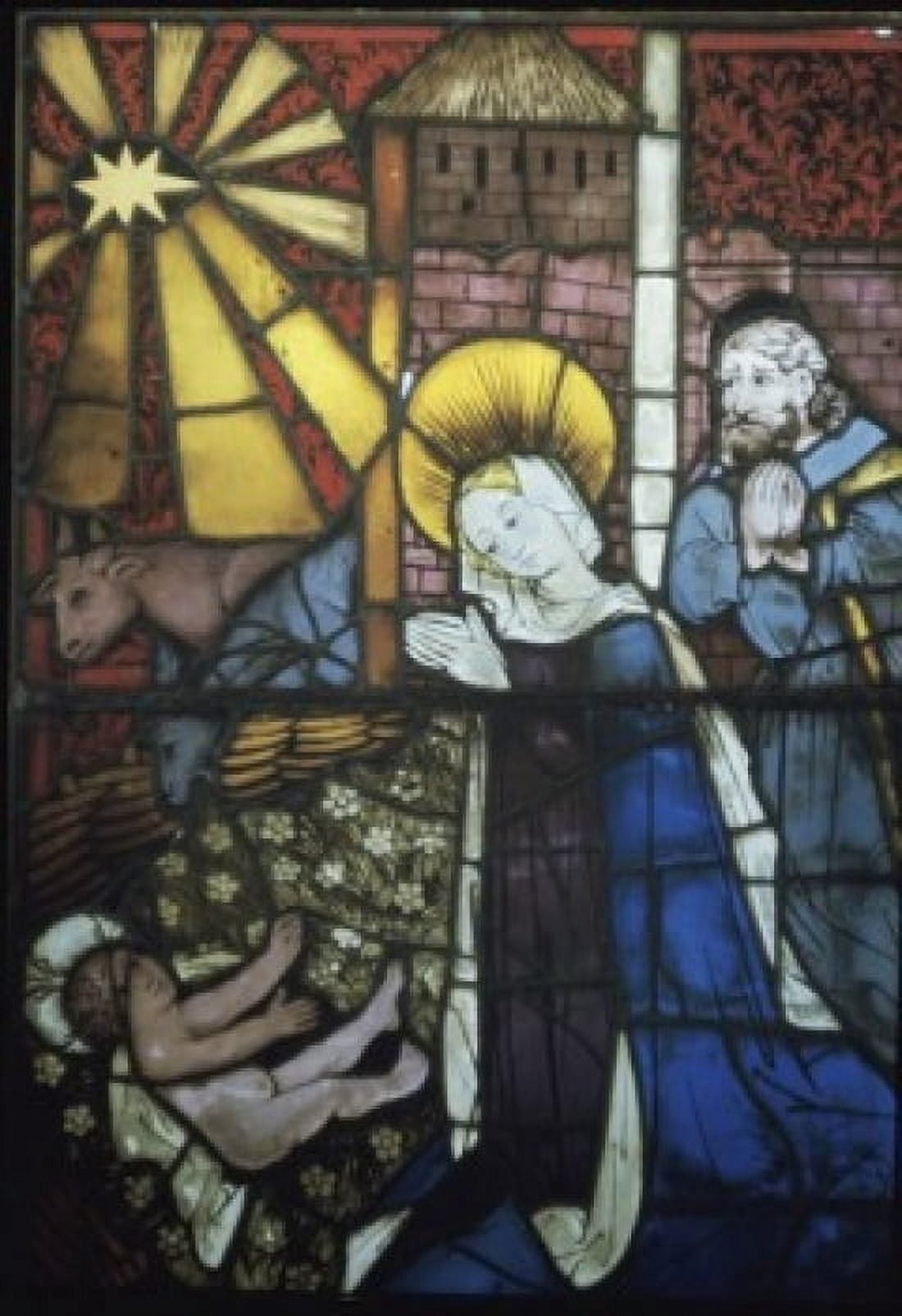 Nativity 15th C Stained Glass Canvas Art - (24 x 36)