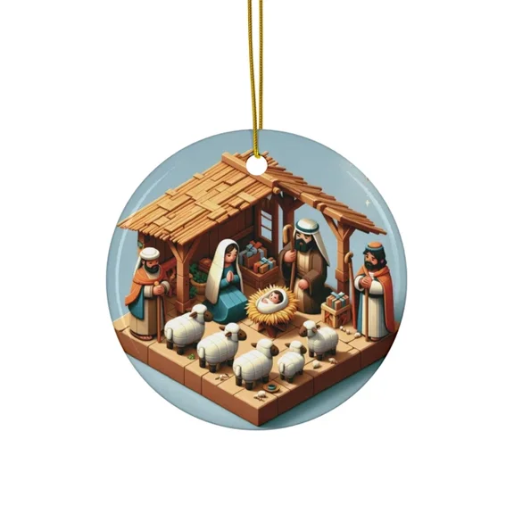 Nativity 2D FLAT CIRCLE Ceramic Ornament