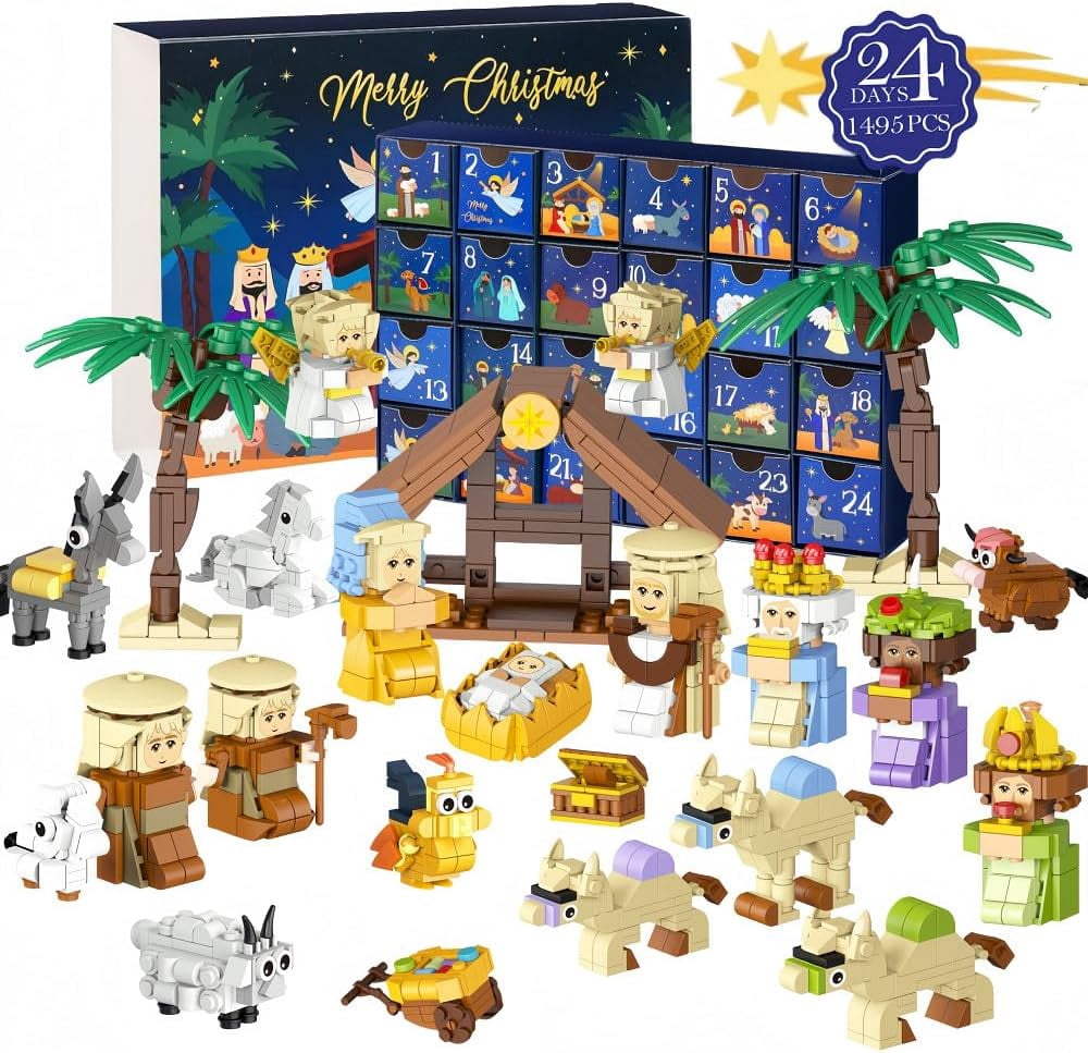 Nativity Advent Calendar 2025 Kids – 24 Days Building Blocks Kits ...