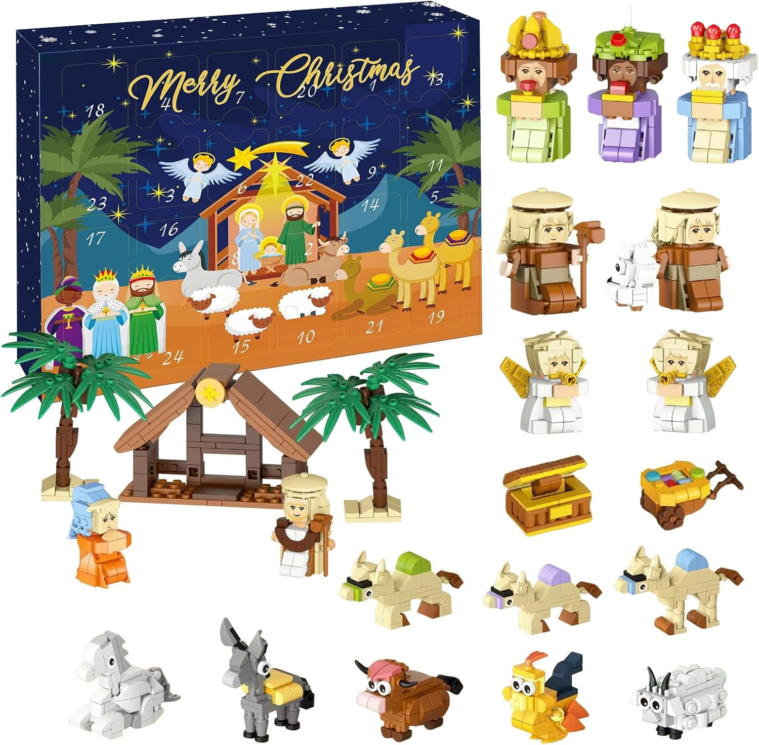 Nativity Advent Calendar 2025 Kids – 24 Days Building Blocks Kits ...