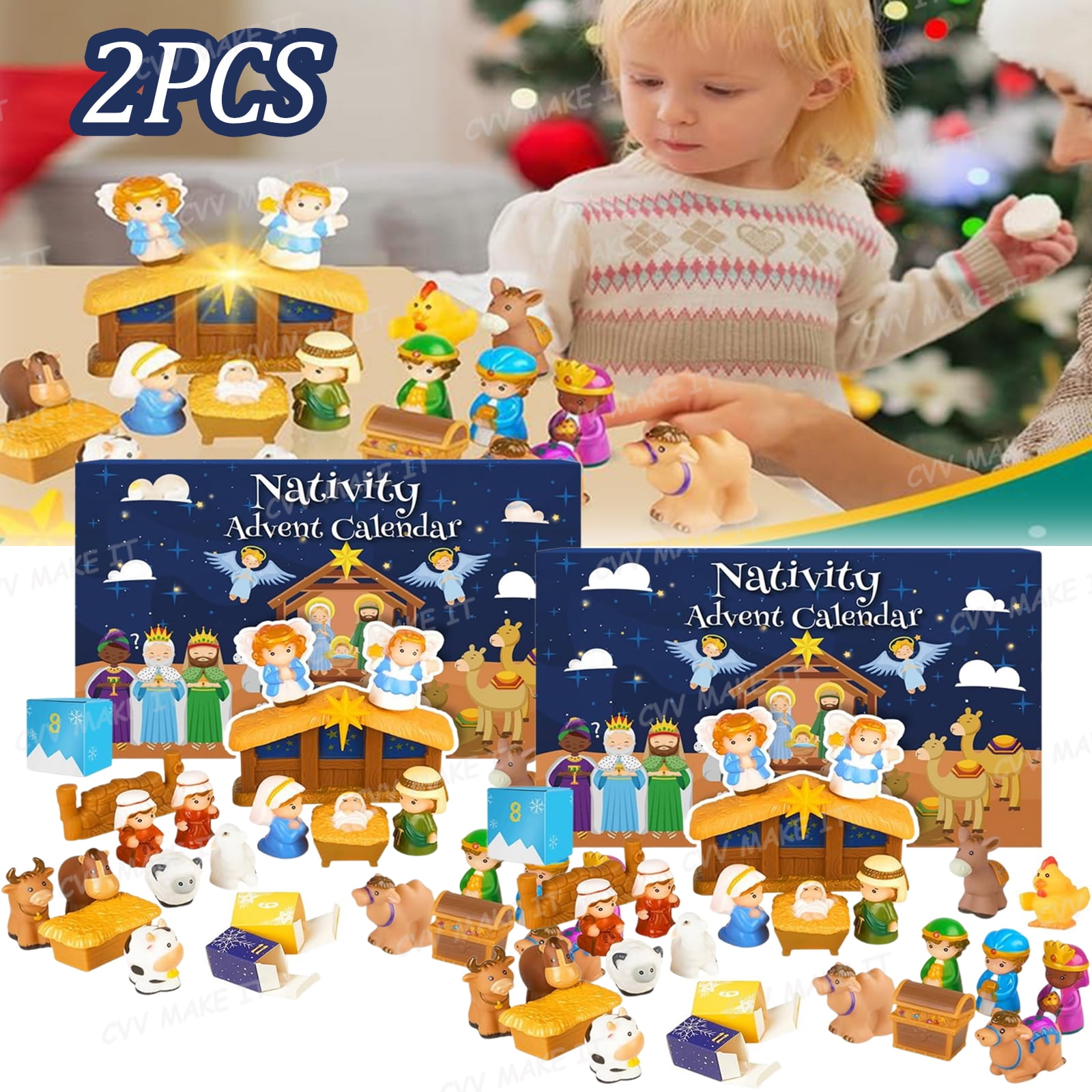 Nativity Advent Calendar 2025 Kids Christmas Story Nativity Playset ...