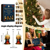 Nativity Advent Calendar 2025 with 24 Acrylic 2D Figurines Christmas Countdown Set for Holiday Decoration Display