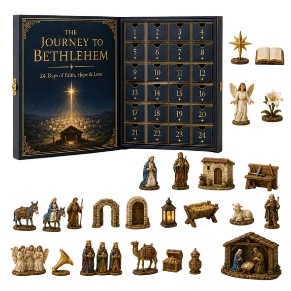 Nativity Advent Calendar 2026, 24‑Day Journey to Bethlehem Christmas Countdown Calendar with 2D Acrylic Ornaments, Collectible Nativity Scene Set for Holiday Home Decor & Christmas Gift