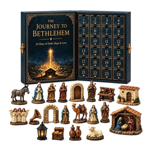 Nativity Advent Calendar, Advent Calendar, 24Pcs 2D Acrylic Ornaments, Journey to Bethlehem Christmas Countdown, Home Decor