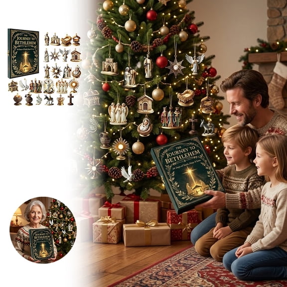 Nativity Advent Calendar, Flat Nativity Christmas Countdown Calendar with Nativity Ornaments, Acrylic Nativity Tree Decor for Religious Families, Church and Home, Holiday Gift