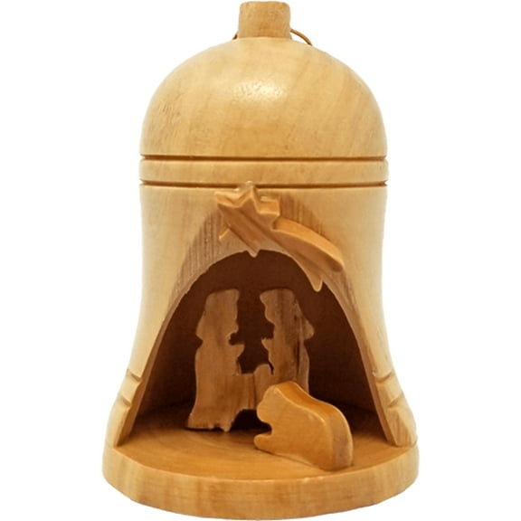 Nativity Bell Ornament -3D - Holy Land Olive Wood - Medium