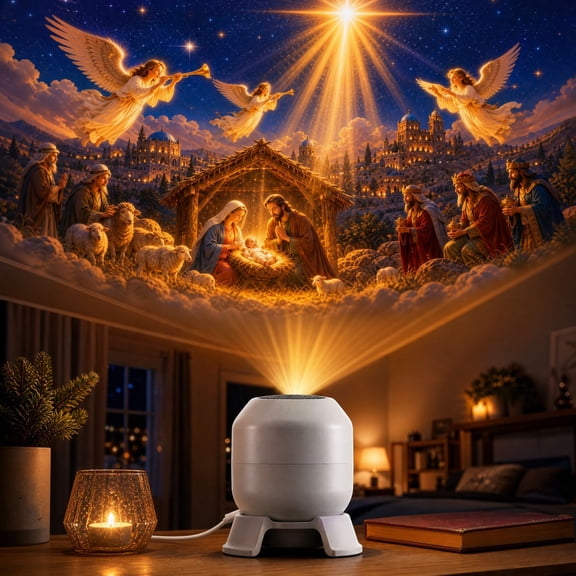 Nativity Christmas 5D Projection Light Indoor Scene Lamp Bedroom Xmas Glows Holiday Projector Magic Glow Room Ceiling Wall Decor for Home Party Gift Merry Navidad Proyector Joy