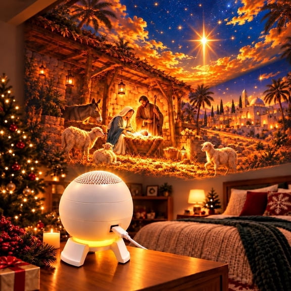 Nativity Christmas 5D Projection Light Indoor Scene Lamp Bedroom Xmas Glows Holiday Projector Magic Glow Room Ceiling Wall Decor for Home Party Gift Merry Navidad Proyector Joy