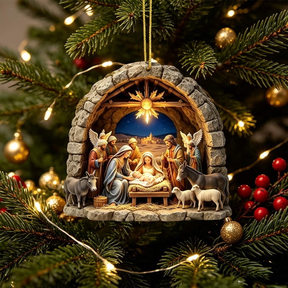 Nativity Christmas Ornaments Christian Ornaments for Christmas Tree Catholic Religious Gifts for Women Men Nativity Scene Christmas Ornaments Set 2D Acrylic Xmas Ornaments Christmas Tree Decoration