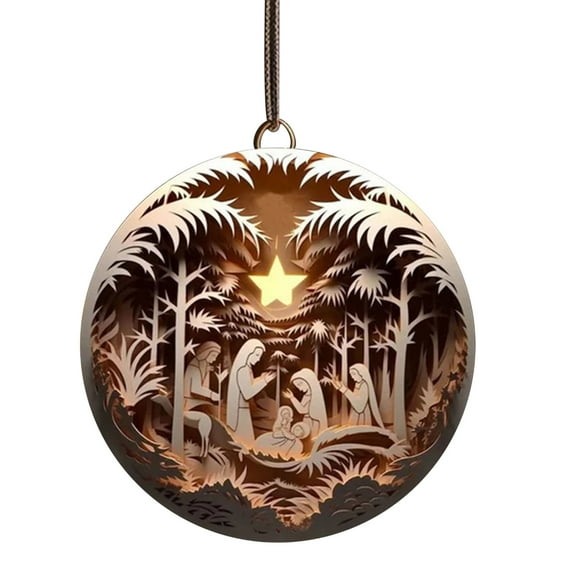 Nativity Christmas Ornaments,Christmas Nativity Scene Ornaments,3D Acrylic Nativity Scene Christmas Decoration,Religious Christmas Tree Ornaments,Vintage Birth of Jesus Christian Ornaments