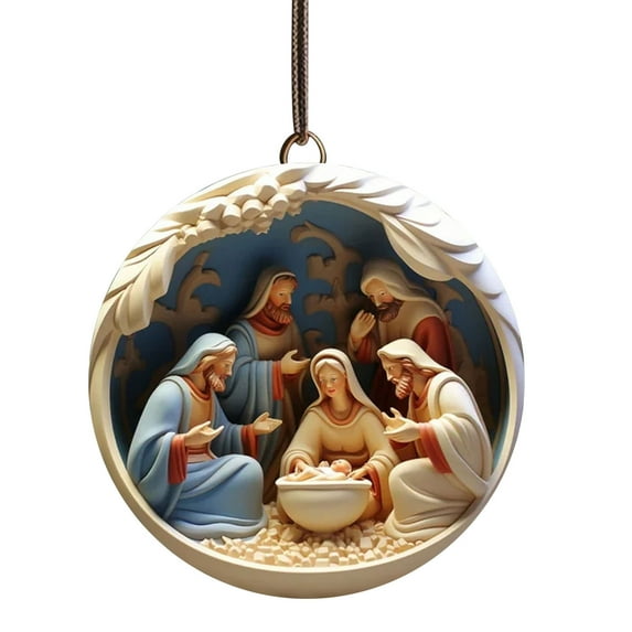 Nativity Christmas Ornaments,Christmas Nativity Scene Ornaments,3D Acrylic Nativity Scene Christmas Decoration,Religious Christmas Tree Ornaments,Vintage Birth of Jesus Christian Ornaments