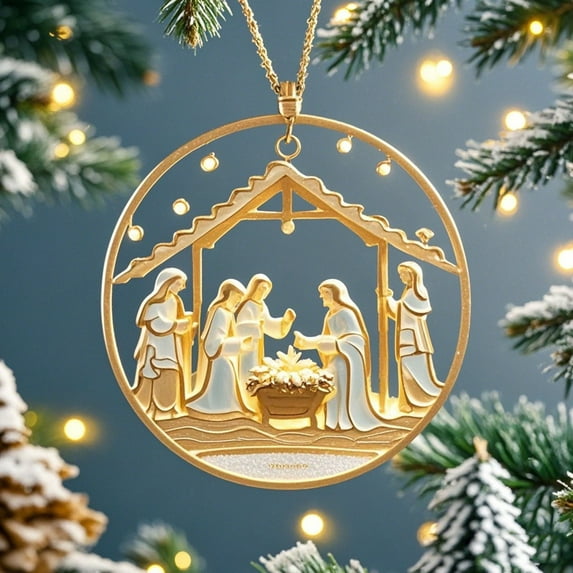 Nativity Christmas Ornaments, New Christian Ornaments Jesus Nativity Ornament Christmas Tree and Window Decor, Catholic Religious Gifts for Family Friends, Nativity Scene Decor Festive Ornament