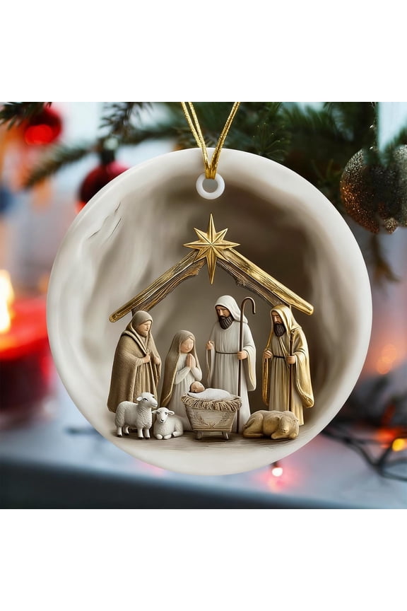 Nativity Christmas Ornaments, New Christian Ornaments Jesus Nativity Ornament Christmas Tree and Window Decor, Catholic Religious Gifts for Family Friends, Nativity Scene Decor Festive Faith Ornament
