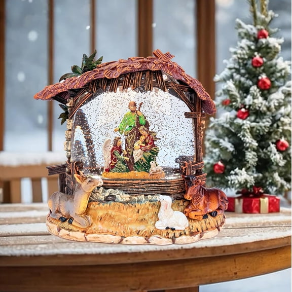 Nativity Christmas Snow Globes - Nativity Sets for Christmas Indoor, 8" Large Snow Globe Lighted Christmas Nativity Decorations Indoor Home Dcor with MusicBattery Powered