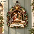 Nativity Christmas with Donkey and Lamb Wooden Door Sign, Christian ...
