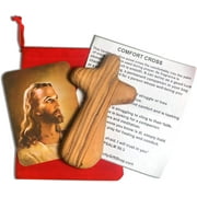 Nativity Gift Shop Olive Wood Cross From Bethlehem Holy Land, Religious, Home Decor(4" x 2")-Brown