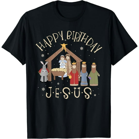 Nativity Happy Birthday Jesus Christmas Nativity Christian T-Shirt