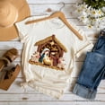 thumbnail image 1 of Nativity Holy Family Jesus Christmas T-Shirt, Imitation Latch Hook Yarn Cozy Christian Tee, 1 of 8