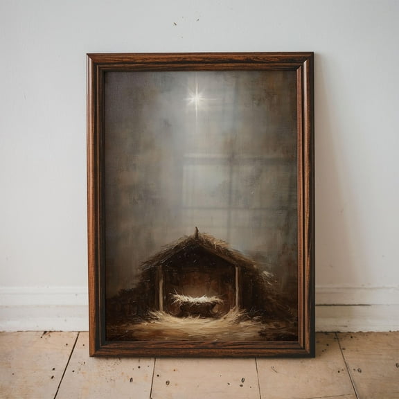 Nativity Manger Poster Or : Winter Farmhouse Wall Art, Unframed Poster Size 8x12