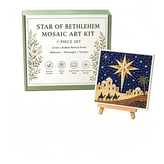 Nativity Mosaic Art Kit, 5.9-Inch Christmas Religious Acrylic Painting Board for Beginners, Holiday Crafts, Tabletop Displays and Gifts