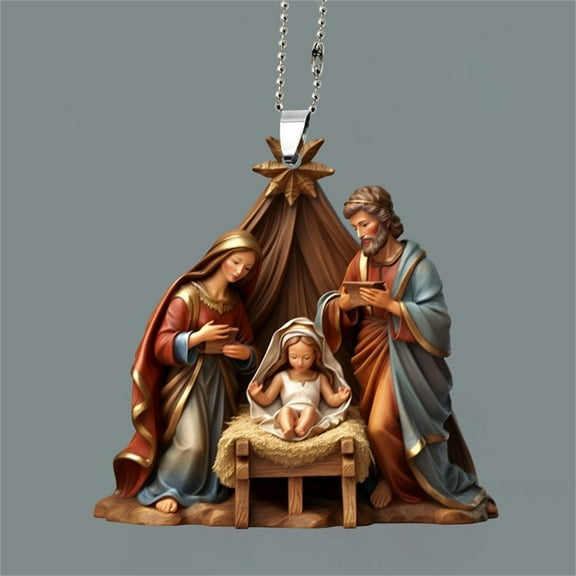 Nativity Ornaments Sublimation Unique Christmas Decor, Christmas Tree Ornaments for Family Gathering and Holiday Party Favor, Nativity Scene Decor for Mantel Display and Front Door Welcome, Sopatenor