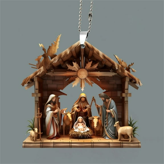 Nativity Ornaments Sublimation Unique Christmas Decor, Christmas Tree Ornaments for Family Gathering and Holiday Party Favor, Nativity Scene Decor for Mantel Display and Front Door Welcome, Sopatenor
