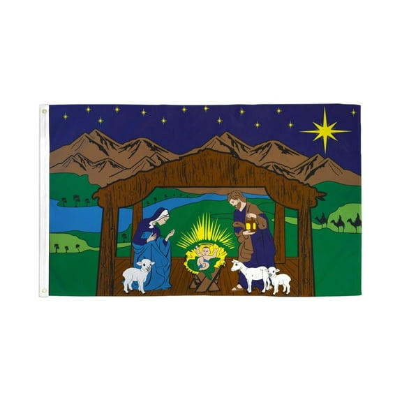 Nativity Scene Flag 3x5ft Poly