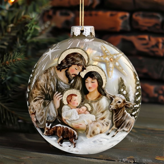 Nativity Scene Acrylic Hanging Ornament, Religious Christmas Car Mirror Decor with Adjustable String, Holiday Home Office Decoration for Tree and Gift Celebrations