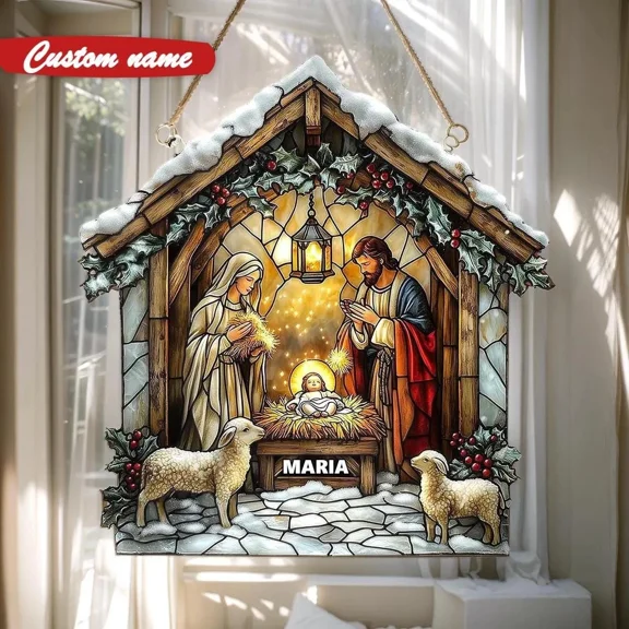 Nativity Scene Acrylic Suncatcher Window Hanging Christmas