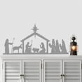 thumbnail image 1 of Nativity Scene Baby Jesus Manger Christmas Birth  Holiday Decals Wise Men Vinyl Lettering Wall Decal Sticker Size: 16.5"H x 36"L - Color: Metallic Silver, 1 of 4
