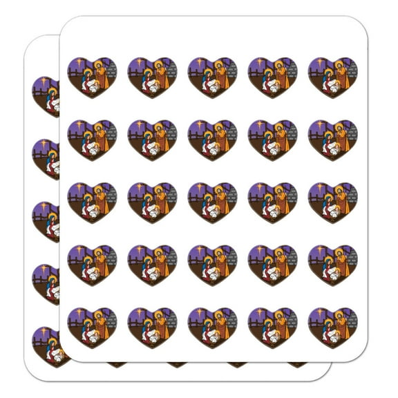 Nativity Scene Baby Jesus Mary Joseph Christmas Christian Bible Heart Shaped Planner Calendar Scrapbook Craft Stickers