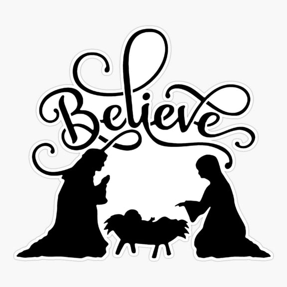 Nativity Scene Believe Faith Sticker